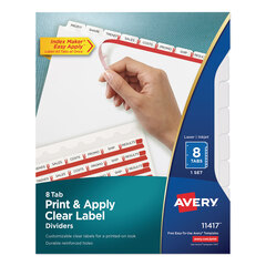 Buy Index Maker Clear Label Three-Hole Punched Dividers with White Tabs for Laser  Ink Jet Printers