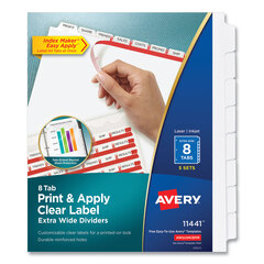 Buy Index Maker Clear Label Three-Hole Punched Dividers with White Tabs for Laser  Ink Jet Printers