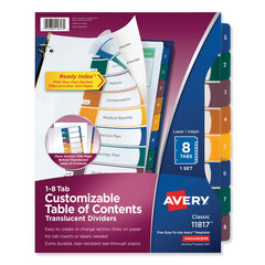 Ready Index� Translucent Multicolor Table of Contents Dividers