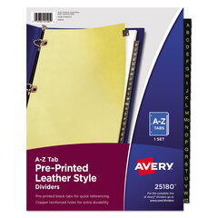Buy Copper Reinforced Preprinted Black Leather Tab Dividers