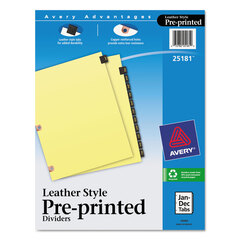 Buy Copper Reinforced Preprinted Black Leather Tab Dividers