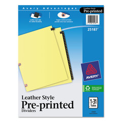 Buy Copper Reinforced Preprinted Black Leather Tab Dividers