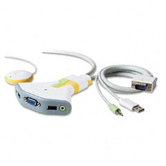 Two-Port KVM (Keyboard/Video/Mouse) Switch with Built-In Audio and USB Cables Image