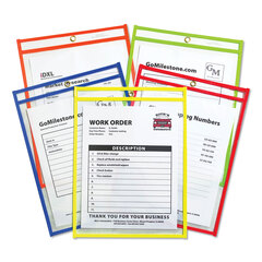 Buy Shop Ticket Holders with Reinforced Edges, Clear Front and Back, Neon Color Stitching