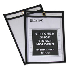 Buy Shop Ticket Holders with Reinforced Edges, Clear Front and Back, Black Stitching