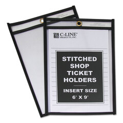 Buy Shop Ticket Holders with Reinforced Edges, Clear Front and Back, Black Stitching
