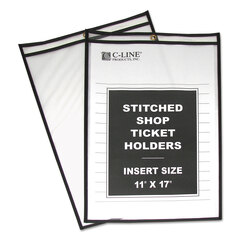 Buy Shop Ticket Holders with Reinforced Edges, Clear Front and Back, Black Stitching