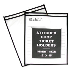 Buy Shop Ticket Holders with Reinforced Edges, Clear Front and Back, Black Stitching