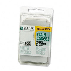 C-Line&reg; Self-Adhesive Plain White Name Badges