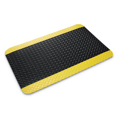 Industrial Deck Plate Antifatigue Mat with Yellow Borders
