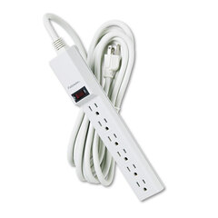 Six-Outlet Plastic Power Strip, 15-ft. Cord Length