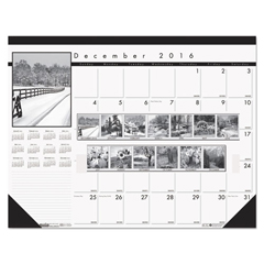 Black on White Nature Photos Monthly Desk Pad Calendar