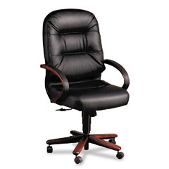 Buy HON 2190 Pillow-Soft Wood Series Leather Executive High Back Swivel/Tilt Chair