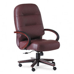 Buy HON 2190 Pillow-Soft Wood Series Leather Executive High Back Swivel/Tilt Chair