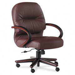 Buy HON 2190 Pillow-Soft Wood Series Leather Managerial Mid Back Swivel/Tilt Chair