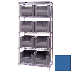 QNTWR5-800BL-EA - Quantum Storage Systems Wire Shelving Unit with Giant Open Hopper Bins