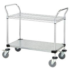 QNTWRC-1836-2CG-EA - Quantum Storage Systems1 Wire Shelf & 1 Solid Shelf Mobile Utility Cart