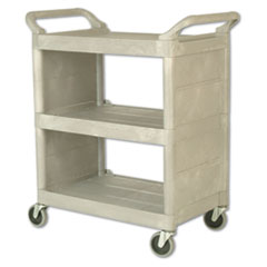 RCP335588PLA - Rubbermaid Commercial Three-Shelf Utility Cart with Enclosed End Panels