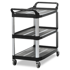 RCP4091BLA - Rubbermaid Commercial 3-Shelf Utility Cart, Open All Sides