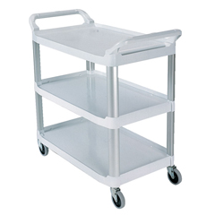 Mets24 (Janitorial Supplies, Office Equipment & Cleaning Products) : 3-Shelf Utility Cart, Open All Sides Product Image - Click Here for More Details