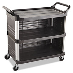 Mets24 (Janitorial Supplies, Office Equipment & Cleaning Products) : 3-Shelf Utility Cart, Enclosed on 3 Sides Product Image - Click Here for More Details