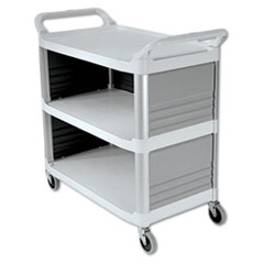 Mets24 (Janitorial Supplies, Office Equipment & Cleaning Products) : 3-Shelf Utility Cart, Enclosed on 3 Sides Product Image - Click Here for More Details