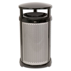 RCP9W44BLA - Rubbermaid Commercial Infinity Series Decorative Round Dome Top Waste Container and Perforated Panel Kit