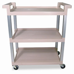 RUB9T6571BG - Rubbermaid&reg; Three-Shelf Ladder Cart With Brushed Aluminum Uprights