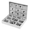 All Purpose Fitting Assortments (Brand Name : Chaps, Includes : (36) 1610-BL, (12) 1611-B, (12) 1688-B, (12) 1612-B, (12) 1613-B, (24) 1641-B, (12) 1637-B1, (12) 1911-B1, Metal Box, Tool for Extracting Fittings, Tool for Rethreading Holes, Identifying Chart in the Cover, Wt. : 3.70 lb)