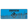 27 Piece Punch and Chisel Sets (Includes : (14) Punches 3/32 - 1/4 in, (3) Center Punches 3/8 1/2 in., (9) Chisels 1/4 - 1 1/8 in, (1) Holder, Vinyl Roll, Stock Shape : Hex, Material : Tool Steel)