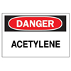 Chemical & Hazardous Material Signs (Depicted Text : Danger, Acetylene, Color : White/Red/Black, Length : 7 in)