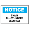 Chemical & Hazardous Material Signs (Depicted Text : Notice, Chain All Cylinders Securely, Color : White/Blue, Length : 7 in)