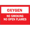Chemical & Hazardous Material Signs (Depicted Text : Oxygen, No Smoking No Open Flames, Color : Red/White, Length : 7 in)