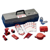 Lockout Tool Box with Components (Includes : (1) Plastic Lockout Tool Box w/Tray, (1) 1 to 2-1/2 in. Gate Valve Lockout, (1) Small Ball Valve Lockout, (1) 3/4 in. Blue Padlock, (1) 2 in. Blue Padlock, (1) Labeled Lockout Hasp, (5) Lockout Tags, (1) Universal Multi-Pole Lockout, (1) 2)