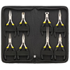 8 Piece Technician's Mini-Plier Sets (Handle Type : Cushion Grip, Includes : Chain Nose, Serrated Jaw Pliers, Round Nose Pliers, Flat Nose, Smooth Jaw Pliers, Curved Chain Nose Pliers, Long Needle Nose Pliers, Oval Head Diagonal Cutters, End Cutters, Lineman s Pliers, Fitter Zipper Case, Material : Chrome Vanadium Steel)