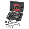 40 Piece Tap & Die Set (Material : Carbon Steel, Includes : Blow Molded Case, #5 Screwdriver, (17) Dies, (17) Taps, Die Adapter, Plastic Tray, Sliding T for Adapters, Small Tap Adapter, Tap and Die Ratcheting T Wrench, Thread Gauge, Measuring System : Inch)