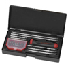 39 Piece Ratcheting Screwdriver Sets (Includes : (1) 1/4 in. Dr. Flexible Shaft 6 in, (1) GearDriver Handle, (3) 1/4 in. Dr. Socket Shafts: 3-1/2, 6, 10 in, (3) Mag. Bit 1/4 in. Dr. Shafts: 3-1/2, 6, 10 in, (30) Drive Bits: 3 - 8mm Hex, 1/8 - 5/16 in. Hex, #0 - #3 Phi, Shank Material : Forged Alloy Steel, Shank Finish : Chrome)