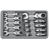 10 Piece Stubby Flex Combination Ratcheting Wrench Sets (No. of Points : 12, Opening Size : 10 mm, 11 mm, 12 mm, 13 mm, 14 mm, 15 mm, 16 mm, 17 mm, 18 mm, 19 mm, Opening Type : Open/Box)