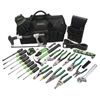 28 Piece Master Electrician's Tool Kits (Includes : 18 in. Heavy-Duty Bag, 8-Pocket Leather Pouch, 2 in. Leather Tool Belt, 9 in. Side Cutting Pliers, 8 in. Diagonal Cutting Pliers, 8 in. Long Nose Pliers, 10 in. Pump Pliers, 10-18AWG Pro Plus Wire Strippers, NM Cable Ripper, Crimping/Strip)