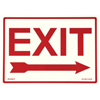 Glow In The Dark Exit Signs (Depicted Text : EXIT w/RIGHT ARROW, Color : Glow Background, Red Text, Length : 14 in)