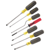 7 Piece Screwdriver Sets (Tip Type : Phillips, Slotted, Shank Type : Round Square, Includes : (2) Keystone-Tip Screwdrivers, (1) Phillips-Tip Screwdriver, (2) Cabinet-Tip Screwdrivers, Cabinet-Tip Rotary Screwdriver, Slotted Screw-Holding Screwdriver, Reusable Plastic Container)