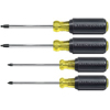 4 Piece Square Recess Cushion-Grip Screwdriver Set (Tip Size Symbol : 0, 1, 2, 3, Shank Finish : Nickel-Chrome Plated)
