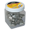 Jar'O Clamps (SAE No. : (2) Micro 4 s, (3) 6 s, (5) 12 s, (3) 20 s, (2) 36 s, Material : Nickel Grade Stainless Steel, Quantity : 15 per jar)