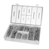 Cotter Pin Assortments (Includes : (300) 3/64 x 1/2 in, (150) 3/32 x 1 in, (200) 3/32 x 1-3/4 in, (75) 5/32 x 2-1/2 in, (130) 1/8 x 2 in, (175) 1/8 x 1-1/4 in, (150) 5/64 x 1 in, (300) 1/16 x 3/4 in, Lip Guide, Specification Label, Polypropylene Box, Finish : Zinc Plated, Quantity : 1500 per set)