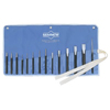 14 Piece Punch & Chisel Kits (Includes : 3/8 in. Center Punch, 1/8, 3/16 in. Solid Punches, (5) Pin Punches 3/32 - 1/4 in, 1/8 in. Line-Up Punch, (5) Cold Chisels 1/4 - 3/4 in, Stock Shape : Hex, Tip Type : Round, Pointed)