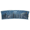 24 Piece Punch & Chisel Kits (Includes : 5/16 in. Prick Pinch, 3/8, 1/2 in. Center Punches, 1/4 in. Cape Chisel, 1/4 in., 1/2 Rnd. Nose Chisel, 1/4 in. Diamond Pt. Chisel, (6) Pin Punches 3/32 - 5/16 in, (6) Solid Punches 1/4 - 5/16 in, (6) Cold Chisels 1/4 - 3/4 in, Pouch, Stock Shape : Hex, Tip Type : Round, Pointed)