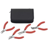 4 Piece Mini Pliers Set (Includes : 4-1/2 in. Curved Long Nose, Serrated Jaw, 4-1/4 in. Diagonal Cutter, Flush Oval Head, 4-1/4 in. Diagonal Cutter, Semi-Flush Tapered Head, 4-3/4 in. Long Nose w/Cutter, Zipper Case)