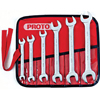 Metric Open End Wrench Sets (Opening Type : Open/Open, Head Angle : 15�, Includes : (1) 8 x 9mm, (1) 10 x 11mm, (1) 12 x 13mm, (1) 14 x 15mm, (1) 16 x 17mm, (1) 18 x 19mm, Tool Roll)