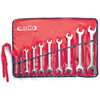 Open End Wrench Sets (Head Angle : 15�, Includes : (1) 1/4 x 5/16 in, (1) 5/16 x 3/8 in, (1) 7/16 x 1/2 in, (1) 1/2 x 9/16 in, (1) 9/16 x 5/8 in, (1) 5/8 x 3/4 in, (1) 11/16 x 3/4 in, (1) 13/16 x 7/8 in, (1) 15/16 x 1 in, (1) 1-1/16 x 1-1/8 in, Tool Roll, Material : Forged Alloy Steel)