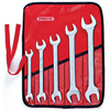 Open End Wrench Sets (Head Angle : 15�, Includes : (1) 3/8 x 7/16 in, (1) 1/2 x 9/16 in, (1) 9/16 x 5/8 in, (1) 11/16 x 3/4 in, (1) 13/16 x 7/8 in, Tool Roll, Material : Forged Alloy Steel)